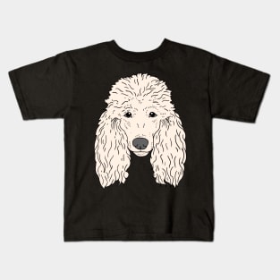 Poodle Dog Face Hand drawn white fur Kids T-Shirt